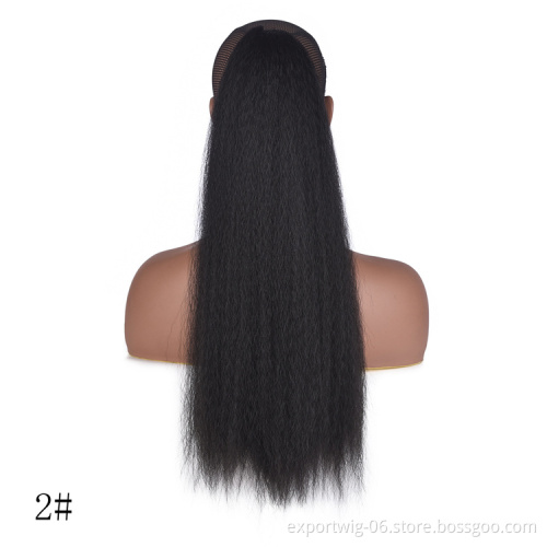 Drawstring Ponytail Hair Extension 22 Inch Synthetic Clip In Afro Kinky Straight Ponytail Hairpieces With Elastic Band Comb